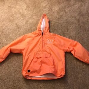 Chi Omega Charles River peach zip rain jacket!
